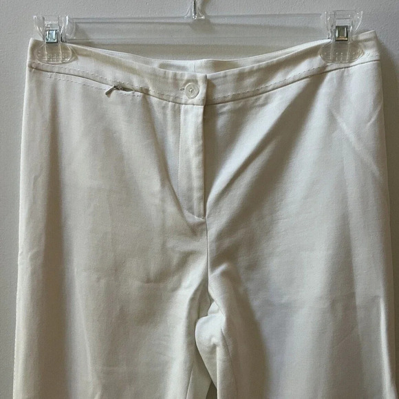 Yansi Fugel White Cotton Spandex Wide Leg Chino Pants Womens 6 Flat Front Mid - Picture 4 of 10
